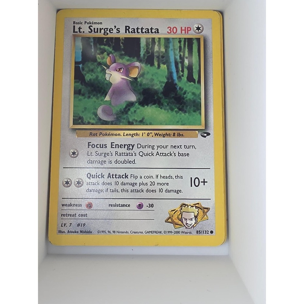 Lt. Surge's Rattata 85/132 Common Gym Challenge Pokemon Unlimited Near Mint